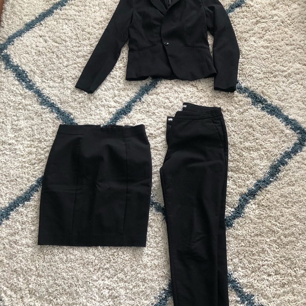 Blazer + skirt + pants set